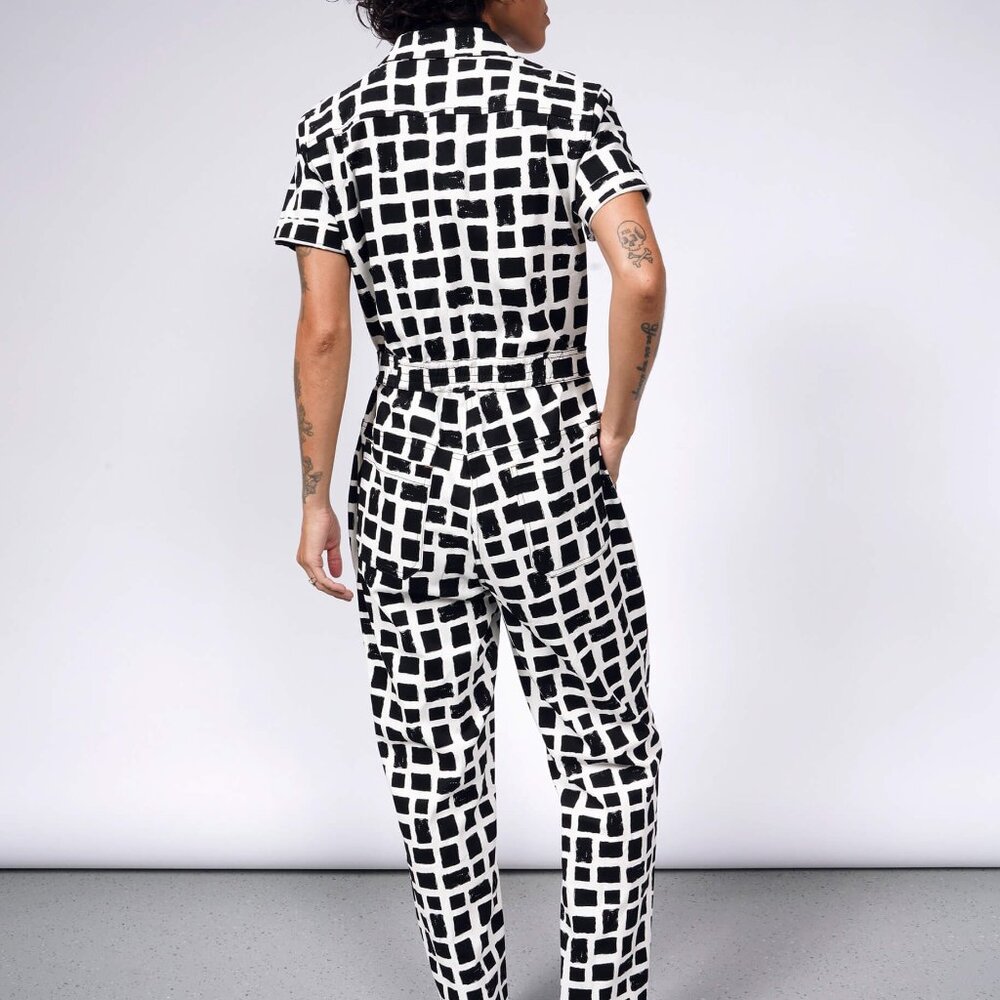 Wildfang Black and White Checkered Jumpsuit - Picture 2 of 6